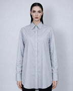 Grey Check Pointed Collar Shirt Suitpure