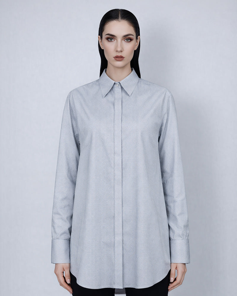 Grey Check Pointed Collar Shirt Suitpure
