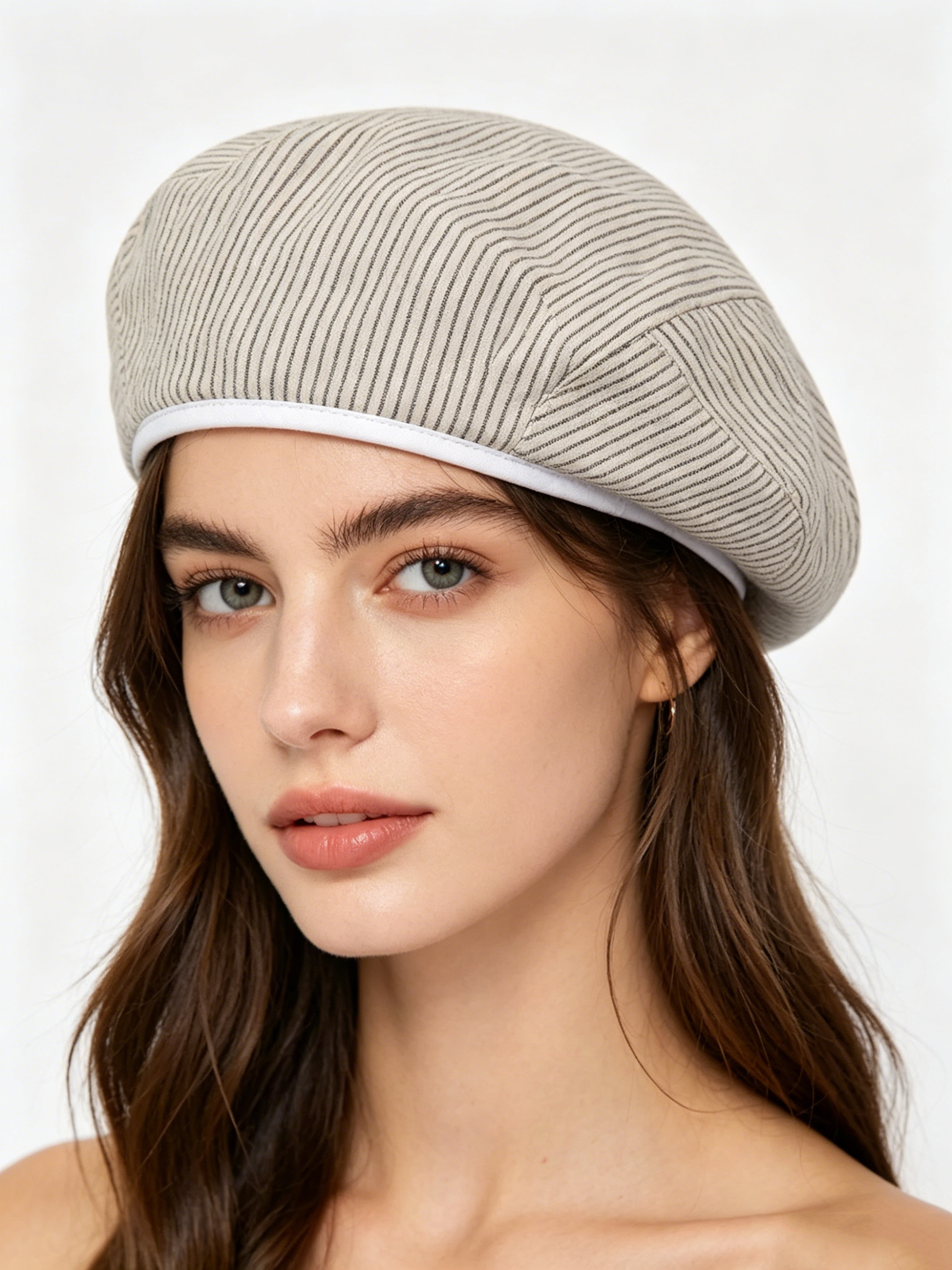 Vintage Striped Cotton Linen Newsboy Cap Suitpure