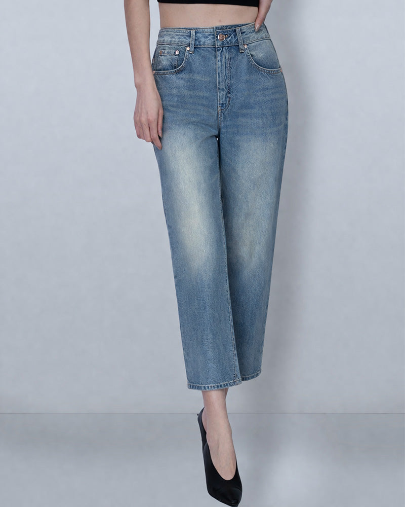 Light Blue Cropped Jeans Suitpure