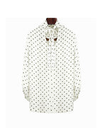 Chiffon-Like White Polka Dot High Neck Long Sleeve Blouse Suitpure