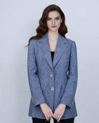 Japanese Linen Denim Blazer | Notch Lapel Single-Breasted Suitpure