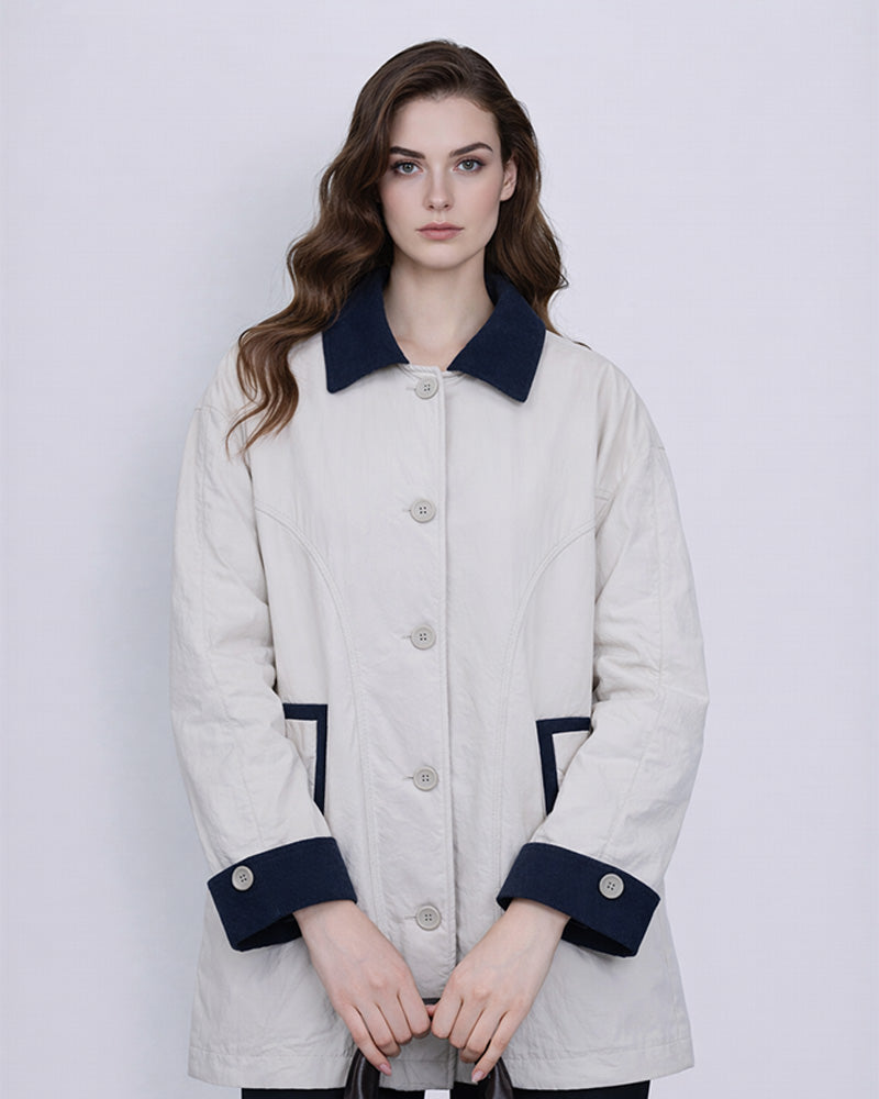 Khaki Color-Block Lightweight Quilted Jacket Suitpure