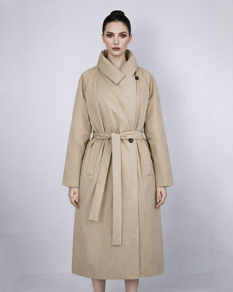 Khaki Goose Down Oversized Puffer Coat