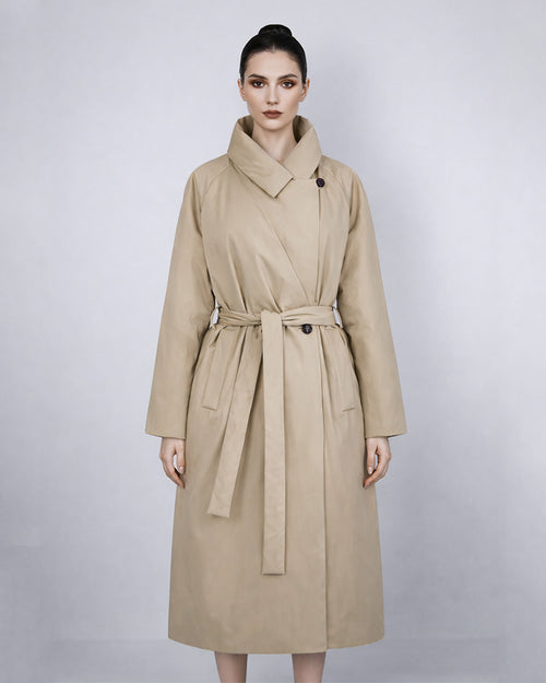 Khaki Goose Down Oversized Puffer Coat Suitpure