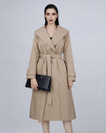 Khaki Unquilted Lapel Down Coat
