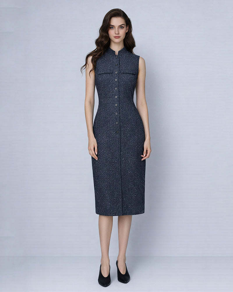 Longline Tweed Vest with Tailored Fit