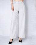 Luminous White Straight Trousers | Continuous Waistband Suitpure