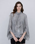 Mandarin Collar Cocoon Tencel Jacquard Blouse
