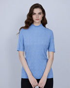 Mock Neck Pullover with Floral Motif | Soft Knit