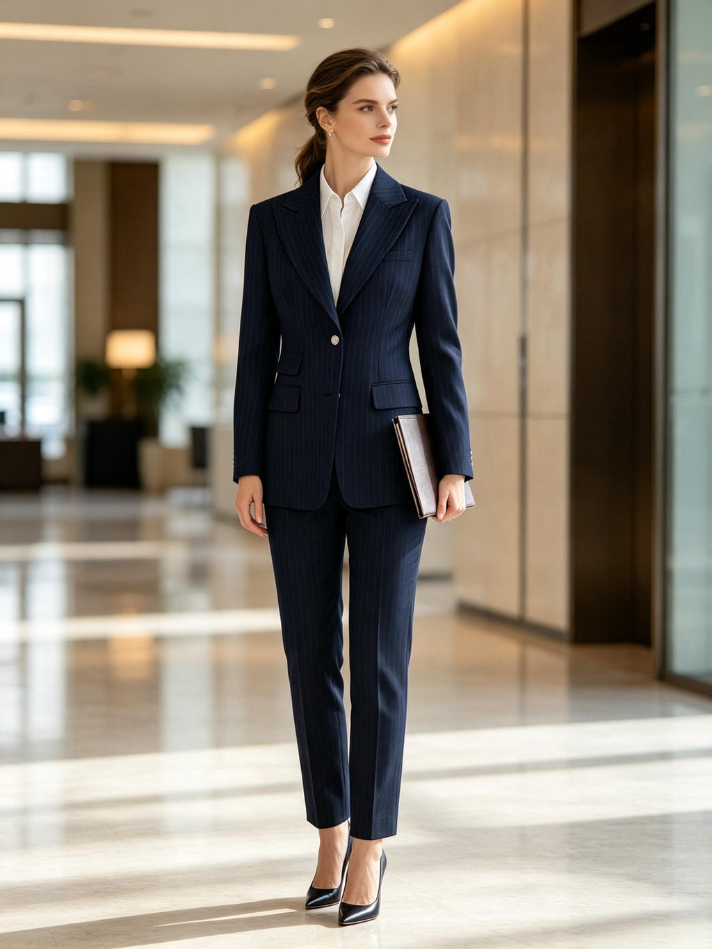 Vintage British style all-wool striped hand-cut heavy-duty haute couture suit