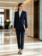 Vintage British style all-wool striped hand-cut heavy-duty haute couture suit