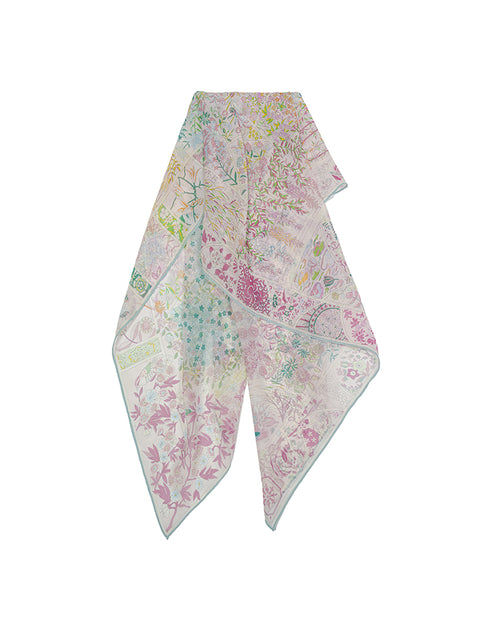 105x105cm Women Colorful Floral Patchwork Silk Square Wrap Scarf Suitpure