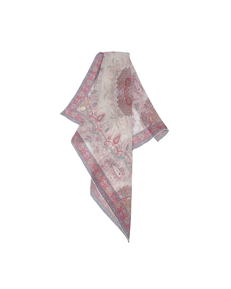 55x55cm Women Pink Vintage Paisley Small Square Wrap Scarf Suitpure