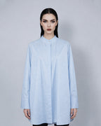 Pale Blue Jacquard Raglan Sleeve Oversized Shirt Suitpure