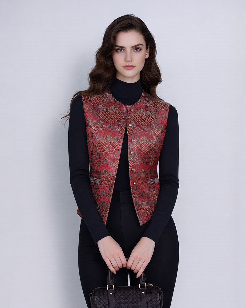 Yunjin Brocade Crewneck Vest