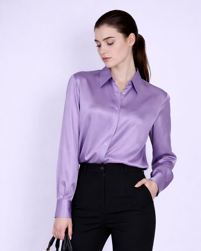 Pearl Satin Jacquard Blouse in Acetate Suitpure