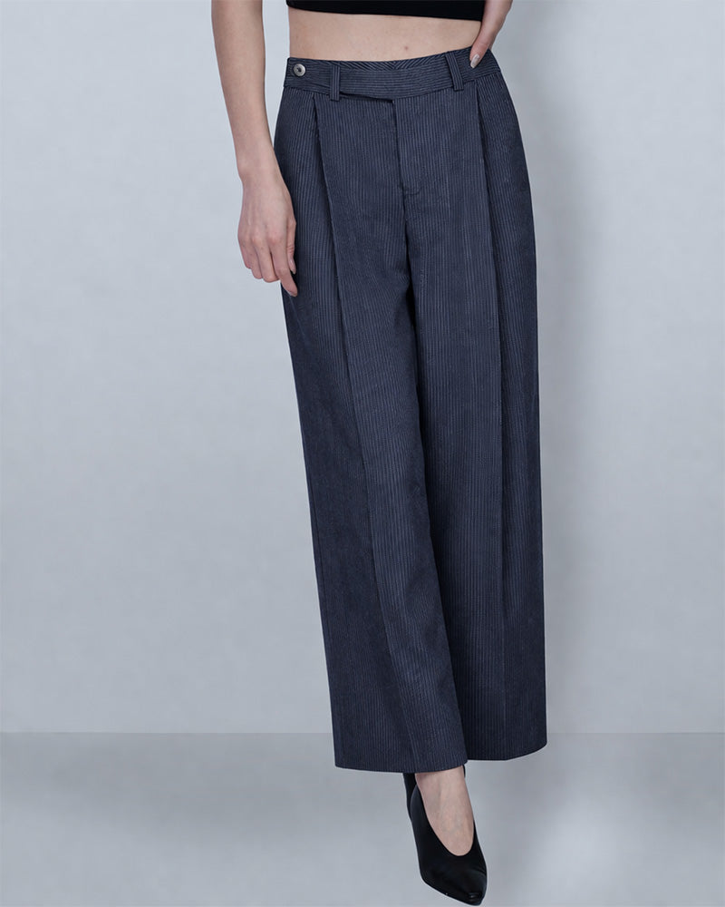 Pinstripe Pleated Trousers Suitpure