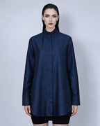 Pleated Cooling Blouse in Deep Sea Blue Suitpure