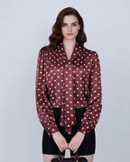 Polka Dot Silk Blouse | Classic Elegance Suitpure