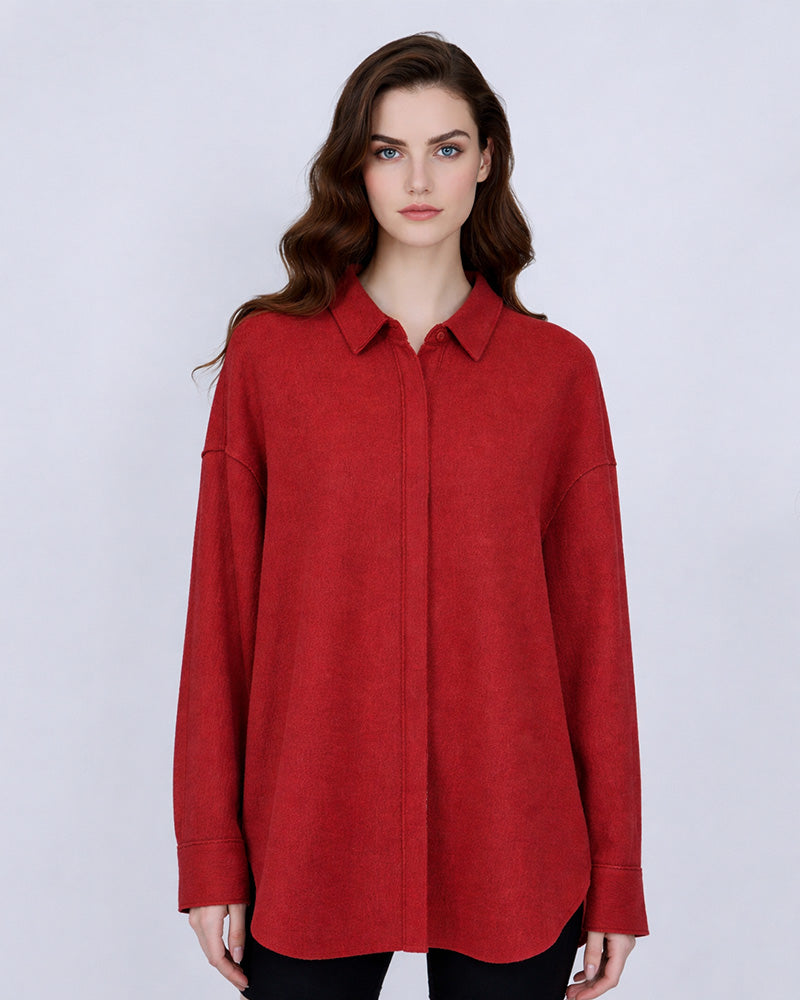 Relaxed Fit Knit Top in Bold Red