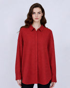 Relaxed Fit Knit Top in Bold Red