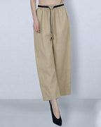 Relaxed Fit Linen Cropped Trousers Suitpure