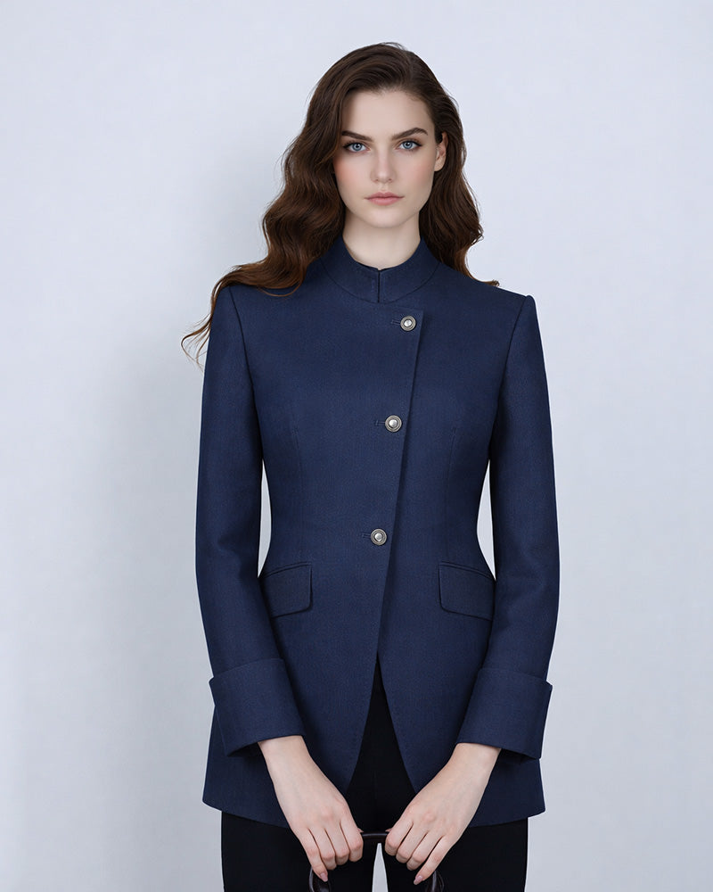 Relaxed Fit Mandarin Collar Blazer Suitpure