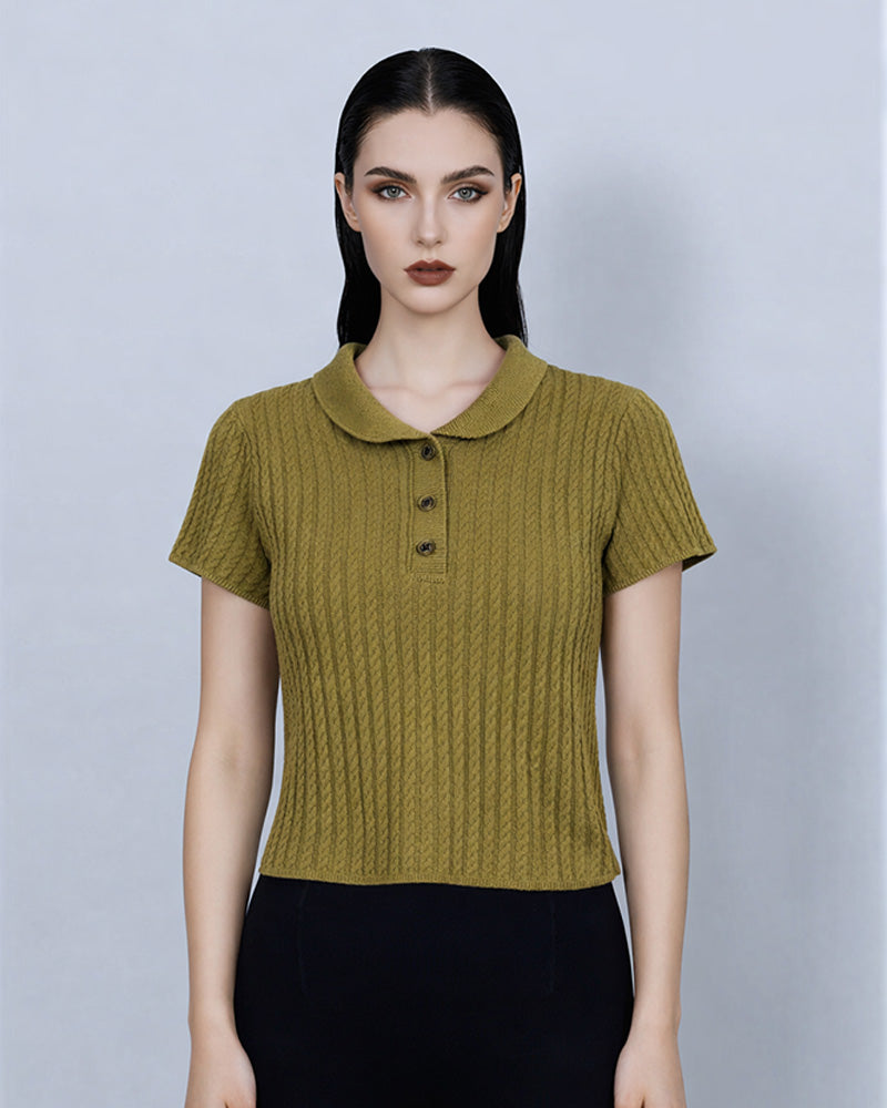 Retro Linen Pique Polo in Neutral Suitpure