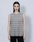 Sleeveless Side Slit Stripe Knit Vest