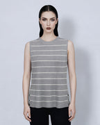 Sleeveless Side Slit Stripe Knit Vest