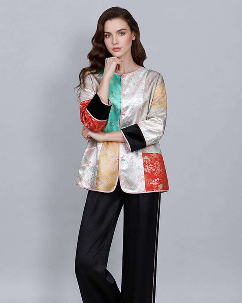 Song Brocade Art Patchwork Jacket Suitpure