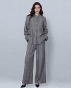 Linen Stripe Top with Fluid Trousers