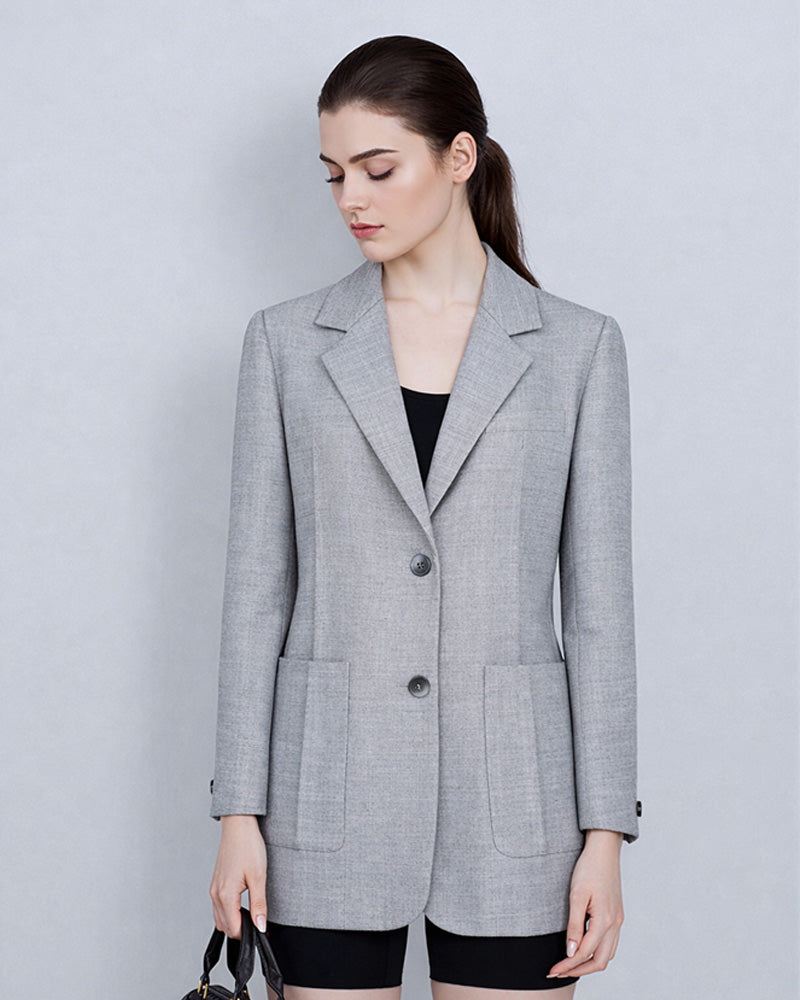Structured Blazer with Tuck Detail & Patch Pockets