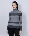 Thick Wool Turtleneck with Horizontal Stripes