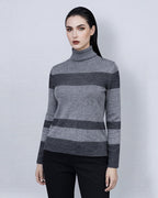 Thick Wool Turtleneck with Horizontal Stripes