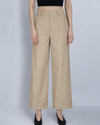 Wheat Continuous Waistband Tencel Cotton Cropped Trousers Suitpure