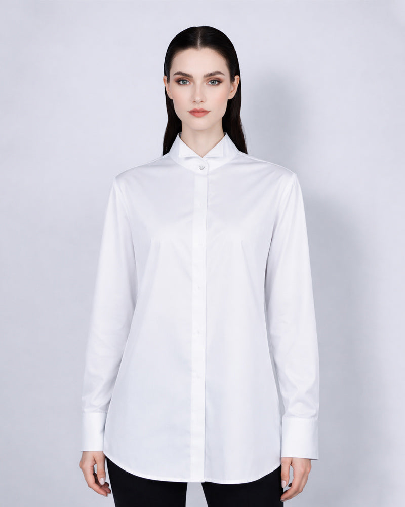 Wing Collar Blouse with French Cuffs Suitpure
