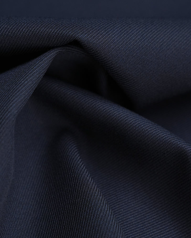 Navy 100% Wool Cavalry Twill Zip Front Dress