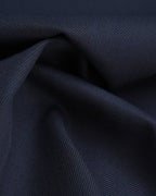 Navy 100% Wool Cavalry Twill Straight Trousers with Single Side Pleat | 100% Wool