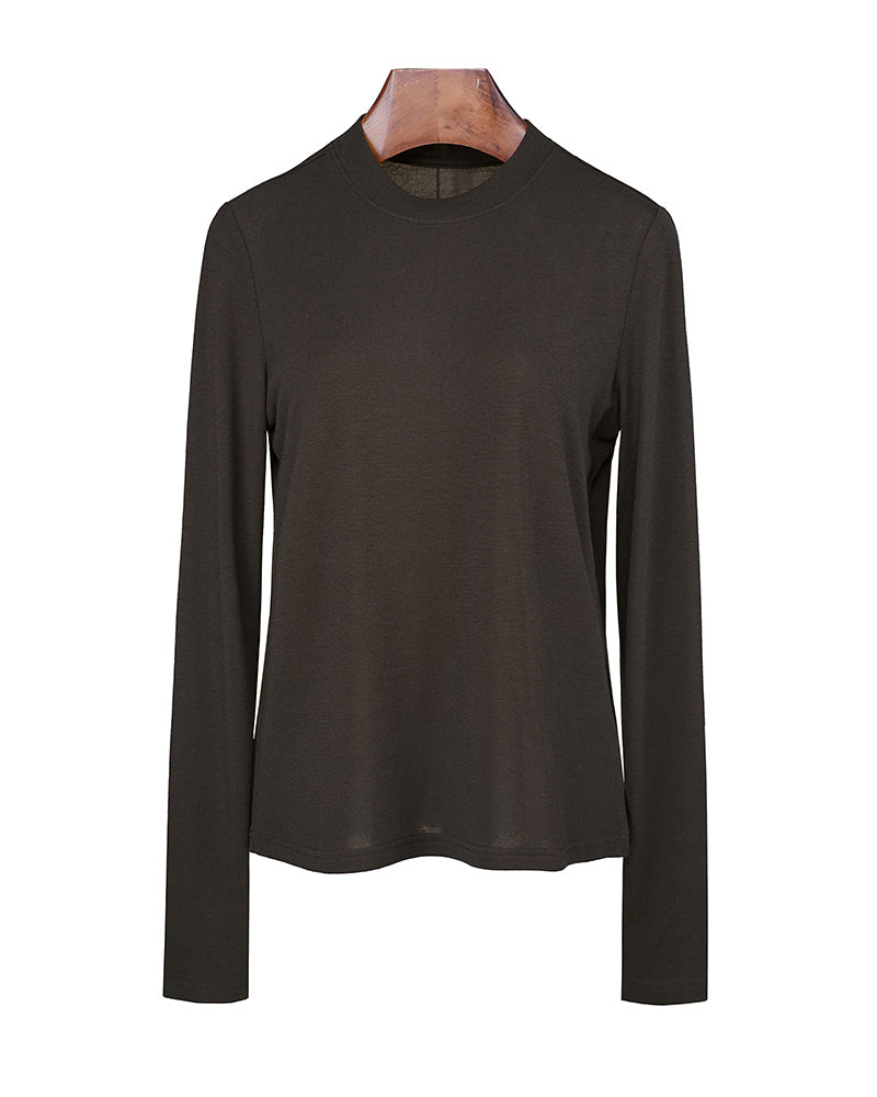Lightweight Tencel Wool Crewneck Long Sleeve Tee Suitpure