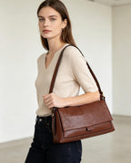 Vintage Brown Soft Leather Adjustable Strap Handbag for Daily Work Suitpure