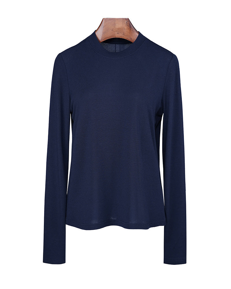 Lightweight Tencel Wool Crewneck Long Sleeve Tee Suitpure