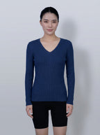 Cloud‑Soft Cashmere Acetate V‑Neck Long‑Sleeve Base Layer Top