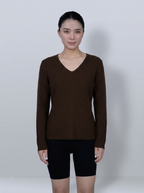 Cloud‑Soft Cashmere Acetate V‑Neck Long‑Sleeve Base Layer Top