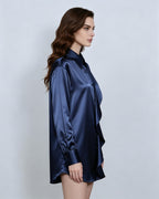 True Blue Ruffle Trim Blouse | Relaxed Fit Suitpure