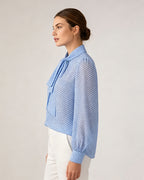 Seasalt Polka Dot Mandarin Collar Blouse with Self-Tie Suitpure