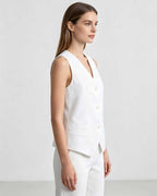 Lightweight Breathable Tencel Linen Blend White Vest