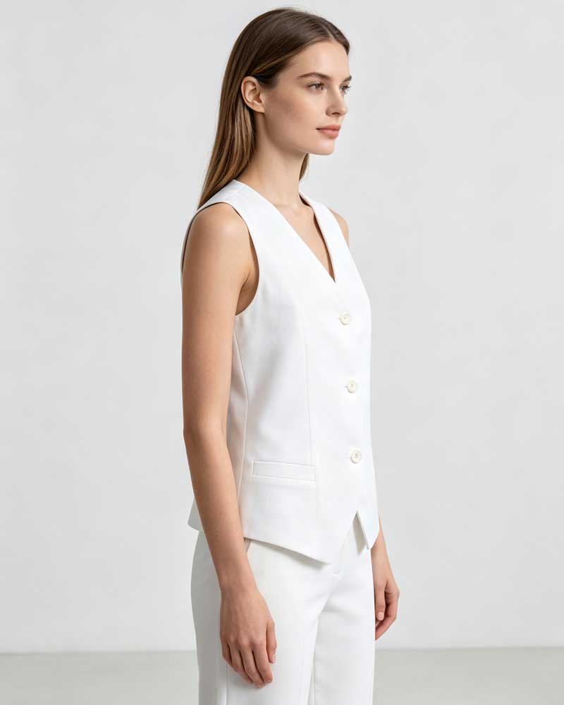 Lightweight Breathable Tencel Linen Blend White Vest