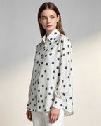 Women Silk-Blend Polka Dot Button-Down Shirt